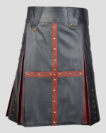 Gothic Punk Black Leather Kilt - Kanye Kilt
