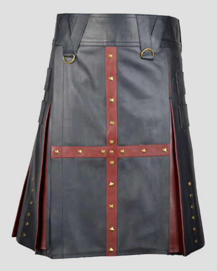 Gothic Punk Black Leather Kilt - Kanye Kilt