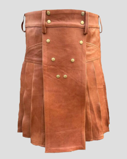Handmade Scottish Brown Leather Kilt - William kilt