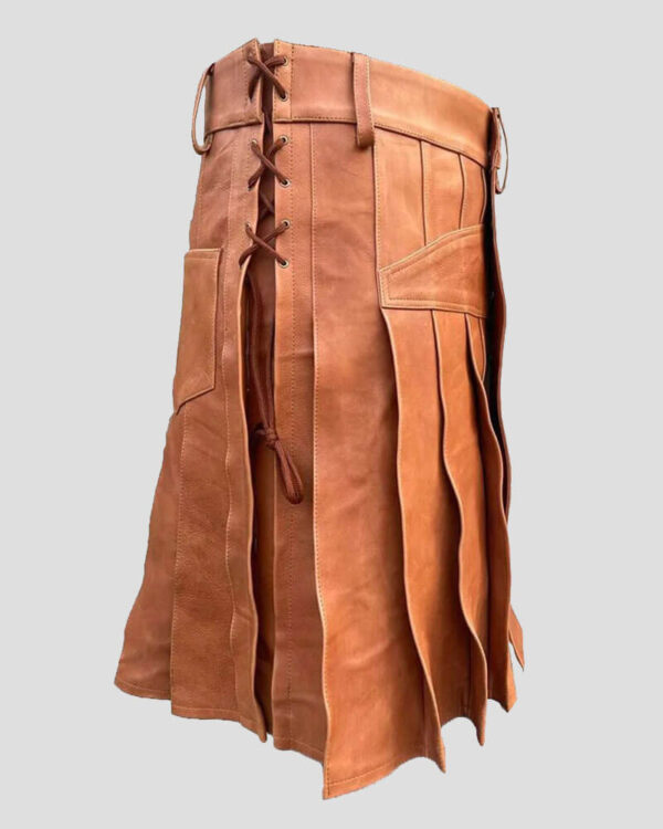 Handmade Scottish Brown Leather Kilt - William kilt