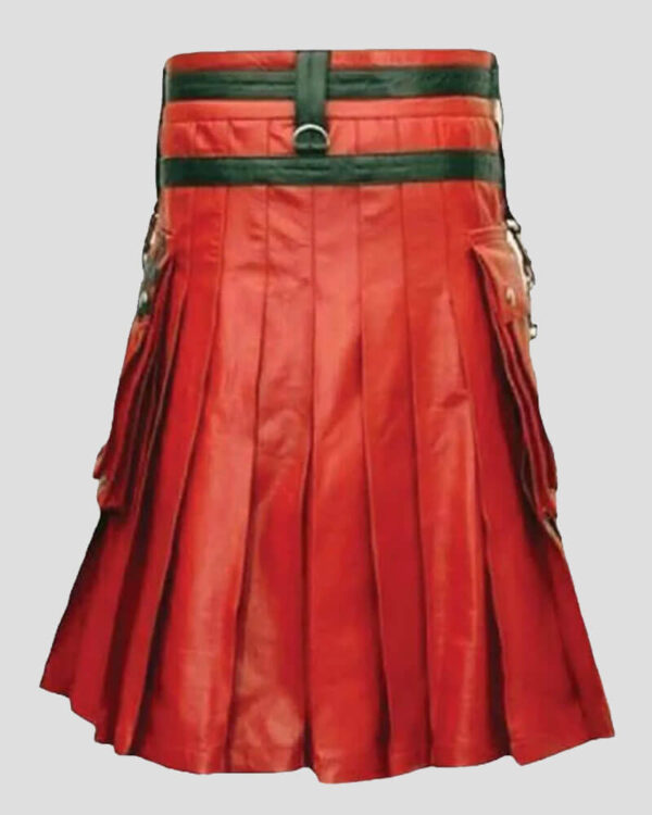 Red Gothic Leather Kilt Men - Gerard Butler Kilt