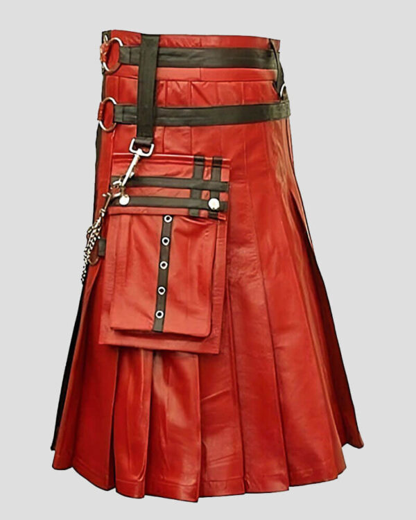 Red Gothic Leather Kilt Men - Gerard Butler Kilt