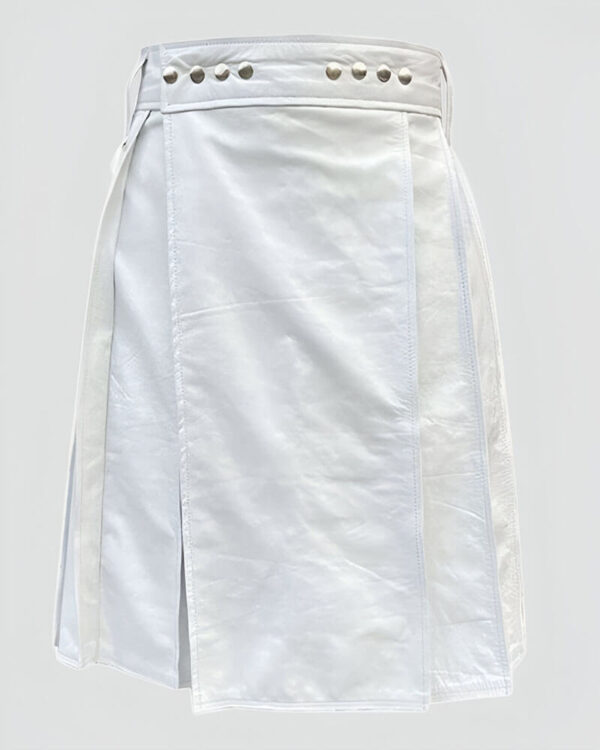 White Leather Kilt For Men - Oliver Kilt