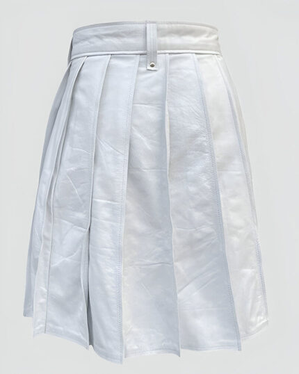 White Leather Kilt For Men - Oliver Kilt