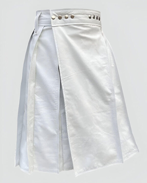 White Leather Kilt For Men - Oliver Kilt