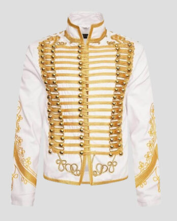 White Marching Band Drummer Jacket for Military Parades