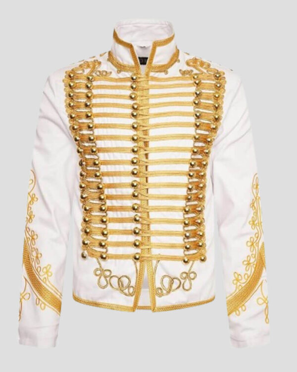 White Marching Band Drummer Jacket for Military Parades - Stylish and Durable Uniform for Professional Performances