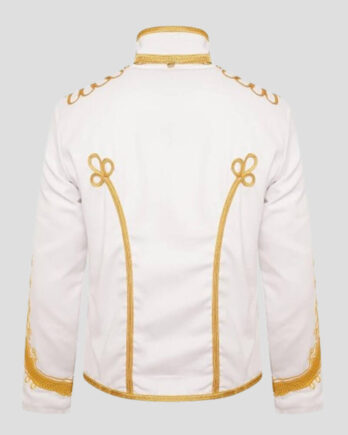 White Marching Band Drummer Jacket for Military Parades