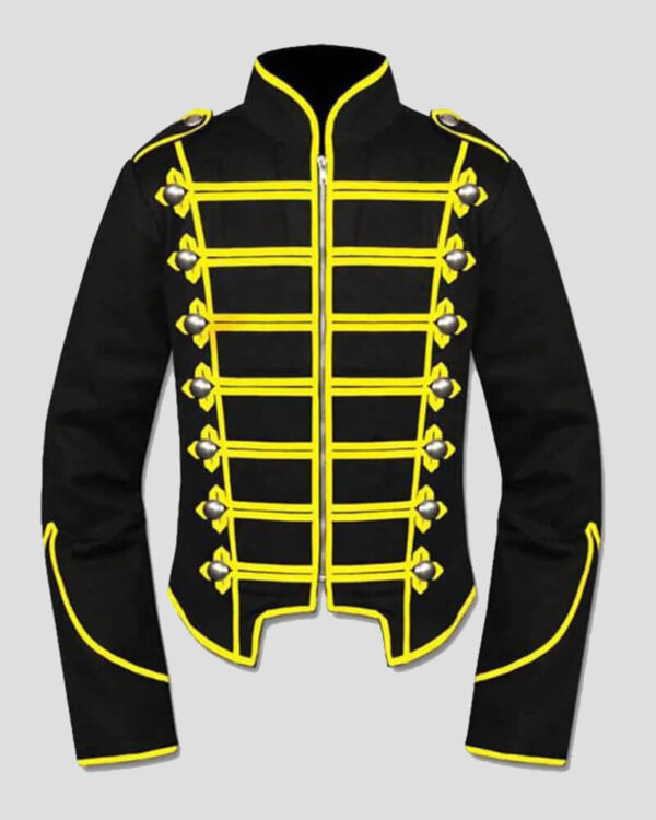 Yellow Black Gothic Steampunk Military Drummer Parade Jacket