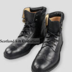 Black leather Boot Scottish kilt Ghillie Brogues Boots