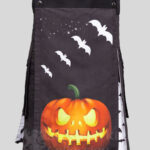 Halloween Printed Utility Kilt with Jack-O'-Lantern & Bats