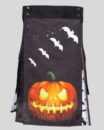 Halloween Printed Utility Kilt with Jack-O'-Lantern & Bats