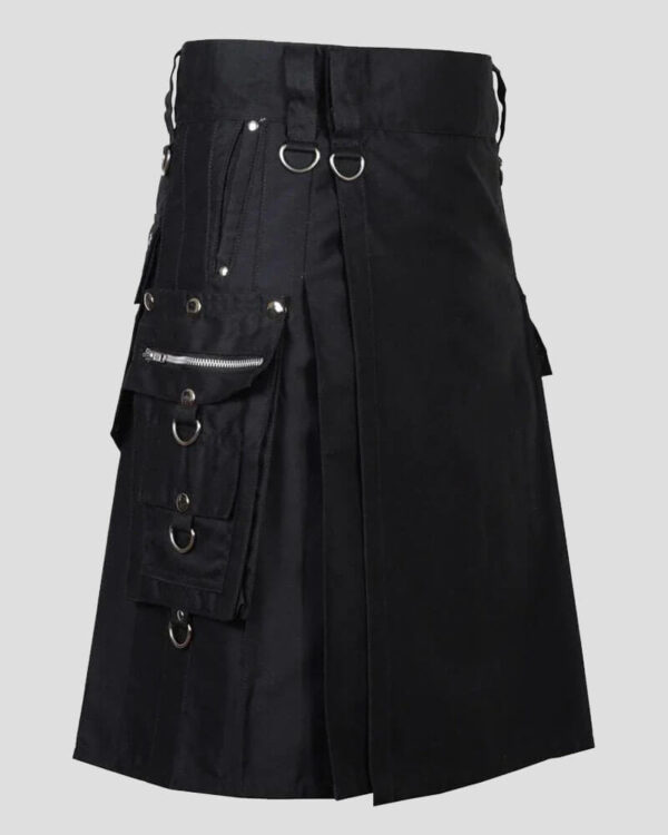 Black Punk Rock Gothic Utility Kilt – Bold & Edgy Style