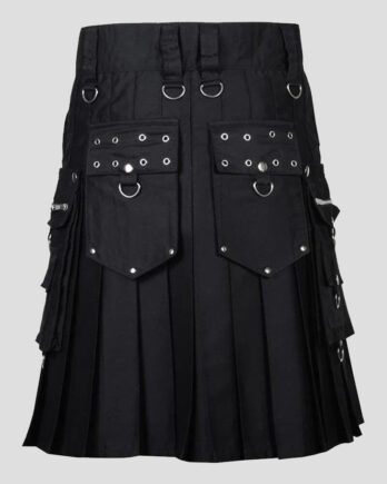 Black Punk Rock Gothic Utility Kilt