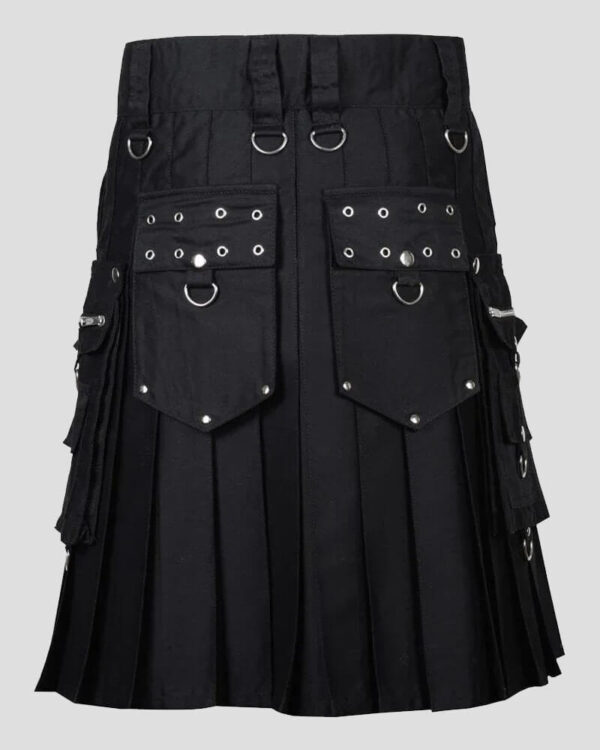 Black Punk Rock Gothic Utility Kilt – Bold & Edgy Style