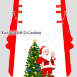 Men's Christmas Kilt - Red Santa Claus & Tree Design