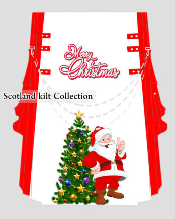 Men's Christmas Kilt - Red Santa Claus & Tree Design