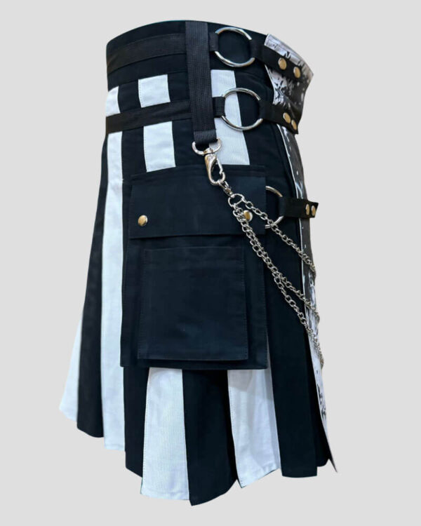 Men's Venom Kilt - Black & White Printed Design