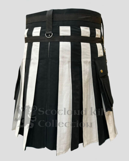 Men's Venom Kilt - Black & White Printed Design