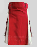 White & Red Two-Tone Utility Kilt | Handmade Men's Hybrid Kilt