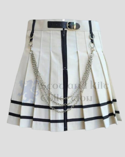 White and Black Women’s Fashion Kilt - Stylish & Chic