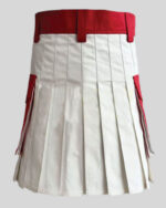 White & Red Two-Tone Utility Kilt | Handmade Men's Hybrid Kilt