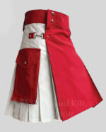 White & Red Two-Tone Utility Kilt | Handmade Men's Hybrid Kilt