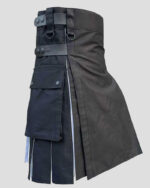 Black & White Hybrid Utility Kilt with Cargo Pockets - Stylish Design