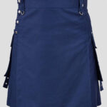 Navy Blue Deluxe Utility Kilt - Fashion Utility Kilt in Heavy Cotton
