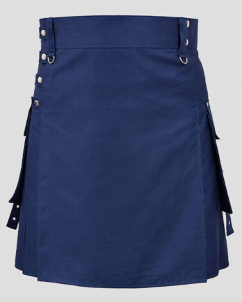 Navy Blue Deluxe Utility Kilt - Fashion Utility Kilt in Heavy Cotton