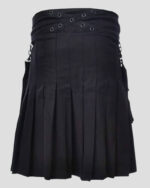 Premium Modern Black Gothic Utility Kilt with Detachable Pockets