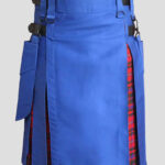Royal Blue & Macpherson Tartan Hybrid Kilt with Detachable Pocket