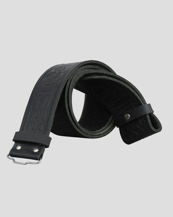 Black Thistle Embossed Leather Black Belt