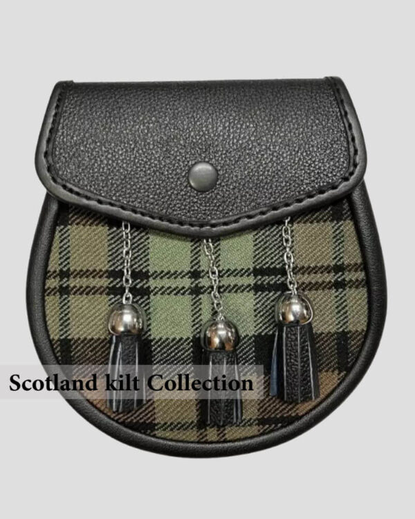 lack Watch Weather Tartan Sporran with Leather & Chain Strap