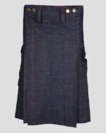 Blue Denim Kilt with Red Thread