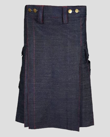 Blue Denim Kilt with Red Thread