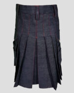 Blue Denim Kilt with Red Thread