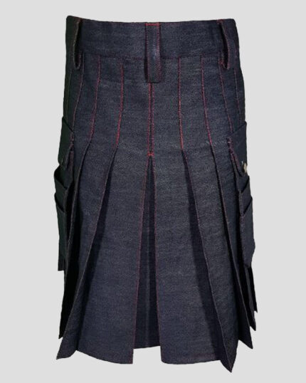 Blue Denim Kilt with Red Thread