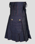 Blue Denim Kilt with Red Thread