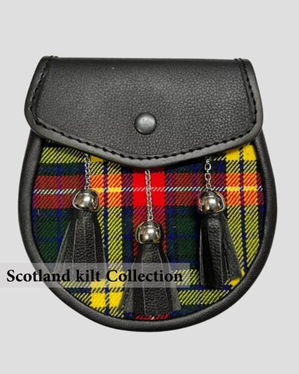 Buchanan Tartan Sporran with Leather & Chain Strap