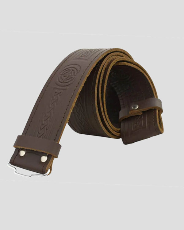 Celtic Knot Leather Brown Kilt Belt