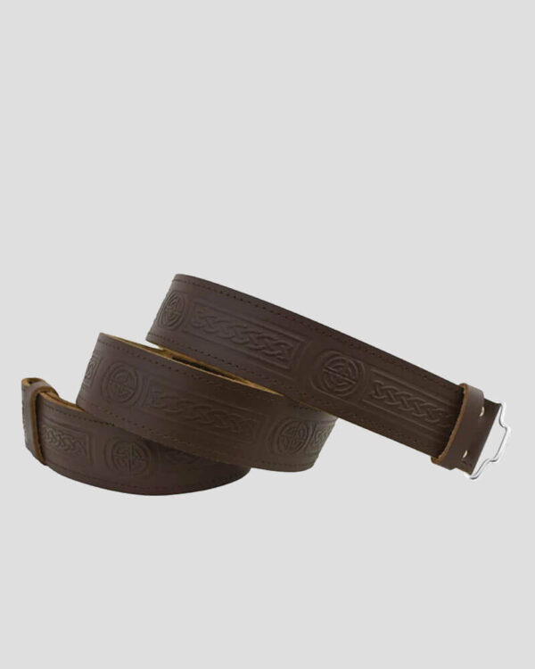 Celtic Knot Leather Brown Kilt Belt