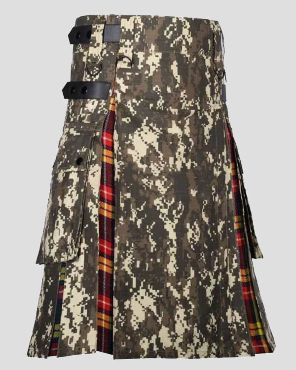 Digital Camo & Buchanan Tartan Kilt Hybrid Kilt - Military Tactical Utility Kilt