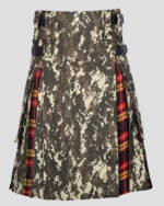 Digital Camo & Buchanan Tartan Kilt Hybrid Kilt - Military Tactical Utility Kilt