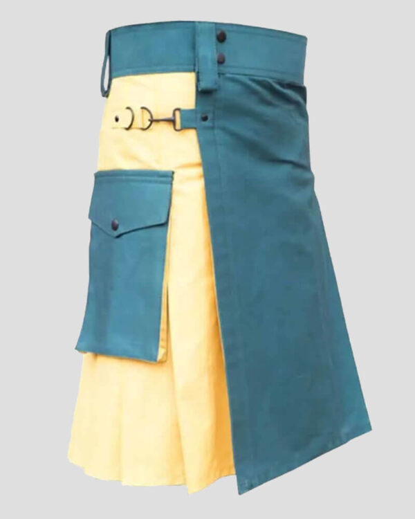 Green & Yellow Hybrid Kilt - Classic Two-Tone Modern Style Kilt