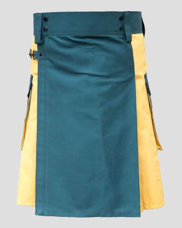 Green & Yellow Hybrid Kilt - Classic Two-Tone Modern Style Kilt