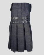 Heavy Duty Denim Kilt with Leather Straps - Durable Style