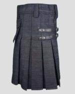 Heavy Duty Denim Kilt with Leather Straps - Durable Style