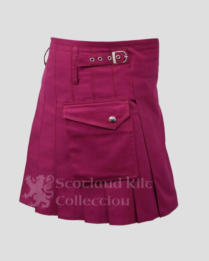 Aileen Maroon Women’s Utility Kilt with Cargo Pockets