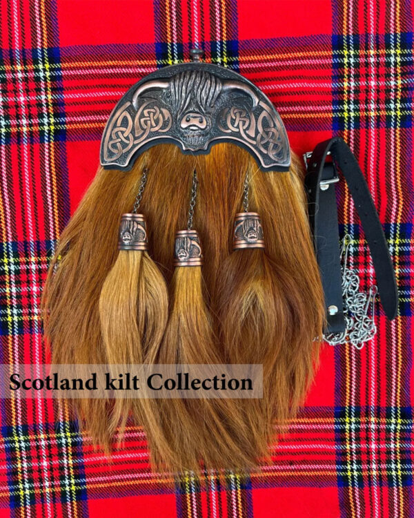 Men's Goat Hair Sporran - 100% Leather, 3 Tassels & Chain